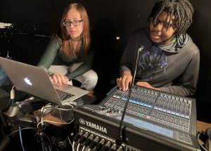 Students work on a sound board