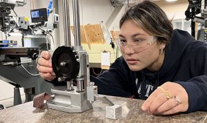 A student getting a measurement